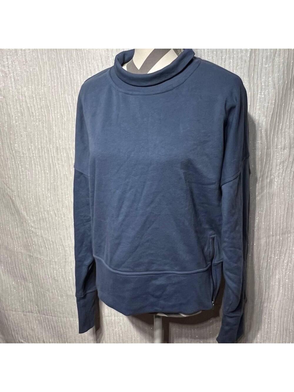 Old Navy Women Small Blue Mock neck inner fleece crop zipper sweater